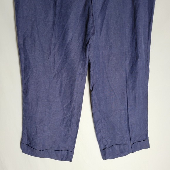 NWT LOFT Women's Pants Original Navy Blue Lightweight Linen Rayon Blend Size 16 - Picture 4 of 12